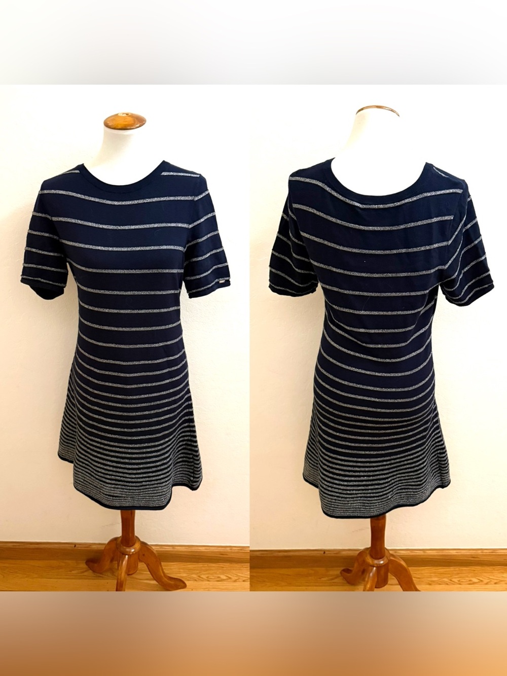 Tommy Hilfiger Navy with Gold Stripe Short-Sleeve A-Line Tunic
